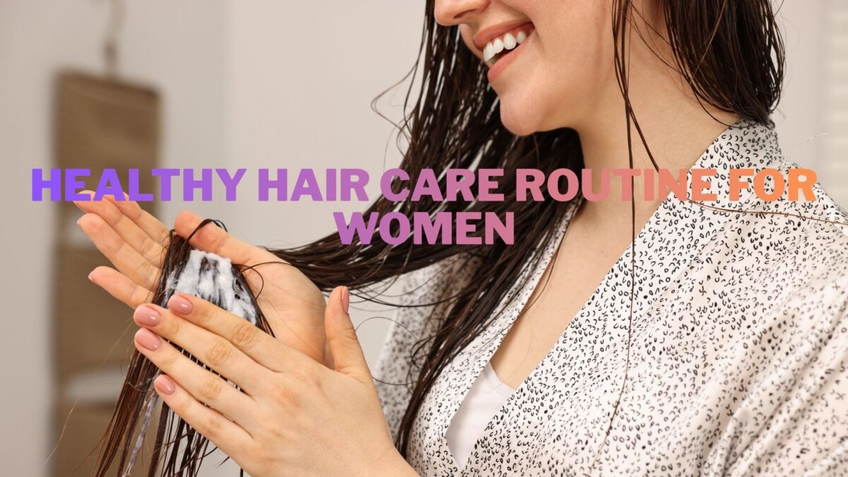 Girl following a hair care routine to keep hair healthy and strong