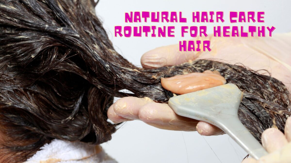 Woman following a natural hair care routine using gentle and chemical free methods