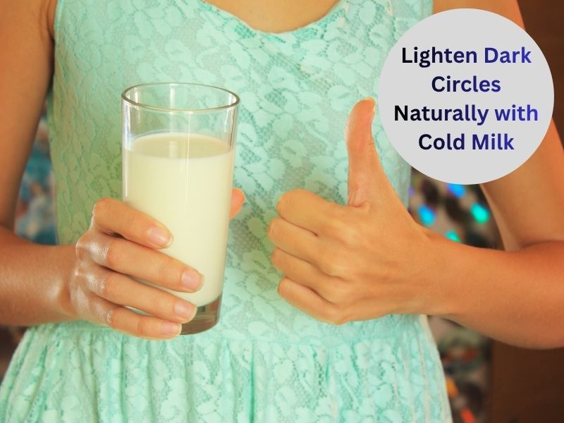 Cold milk applied to reduce dark circles and soothe under-eye skin naturally
