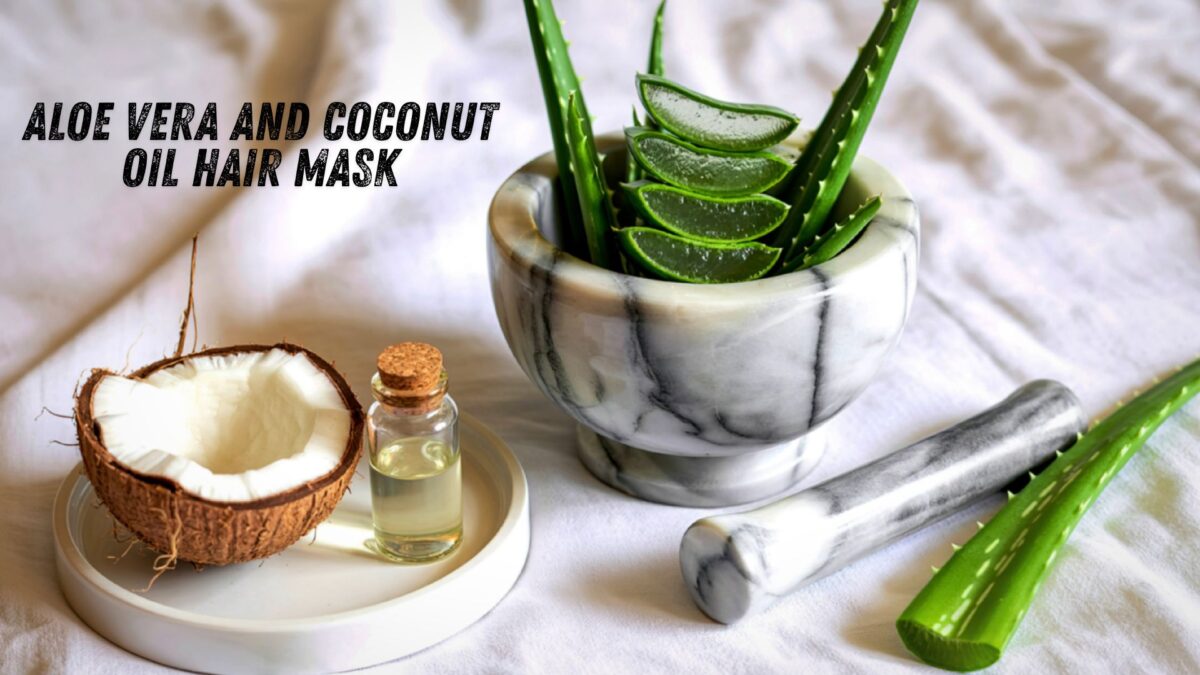 Aloe vera and coconut oil hair mask for hair growth and thickness without egg