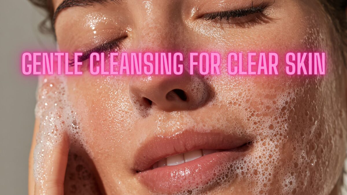 Woman gently cleansing her face to maintain clear, healthy, and glowing skin naturally