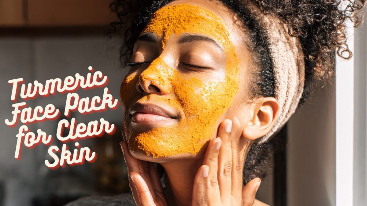 Turmeric face pack applied for clear skin and natural acne control at home
